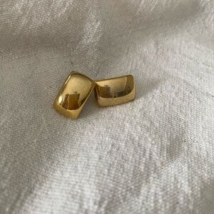 Vintage Signed Anne Klein Elegant Chunky Gold-Tone Pierced Earrings